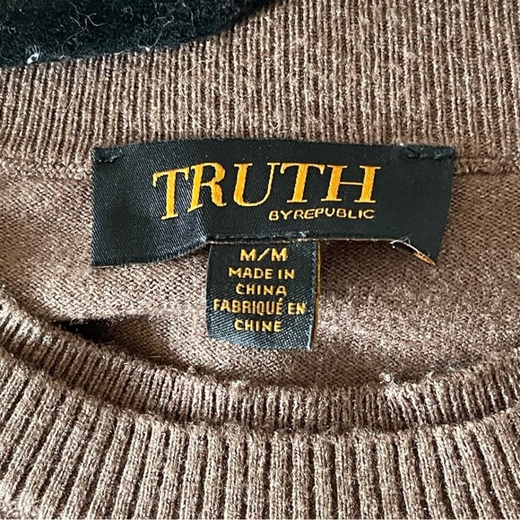 Truth Brown Preppy Sweater Cropped Layered‑Look Top Clueless Medium - Picture 6 of 8